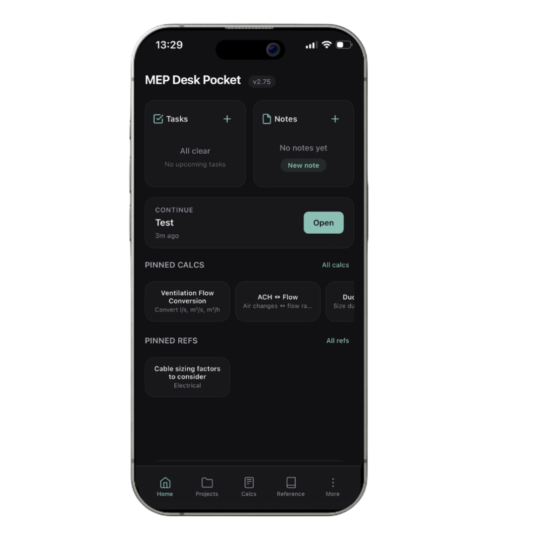 MEP Desk Pocket app on iPhone